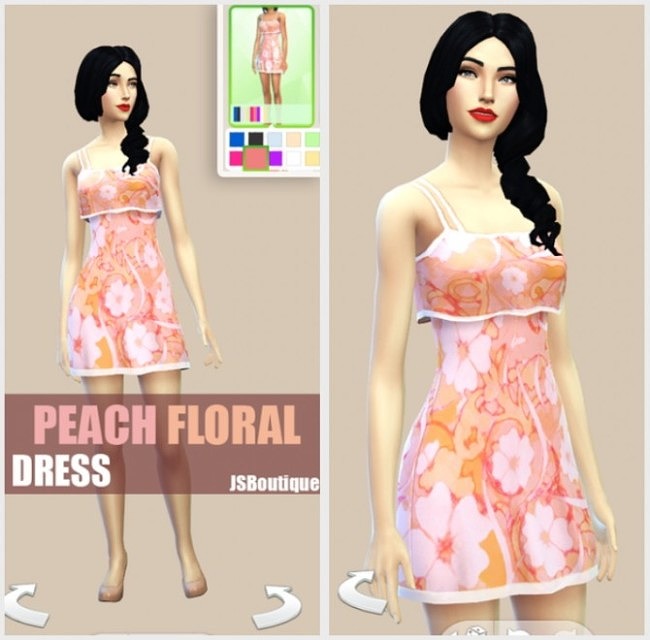 Sims 4 Peach Floral Dress at JSBoutique