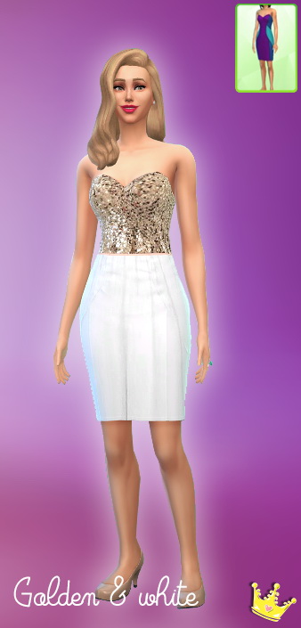Sims 4 4 golden sequin and maxi dresses set at In a bad Romance