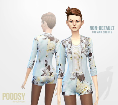 Sims 4 Jacket with ripped shirt and shorts at Poodsy
