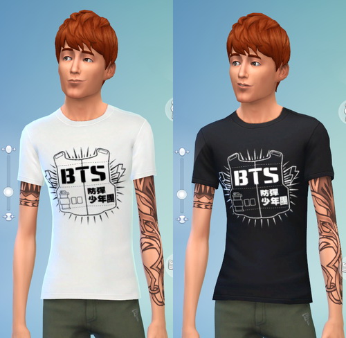 Sims 4 BTS non default t shirt recolors at Darkiie Sims4