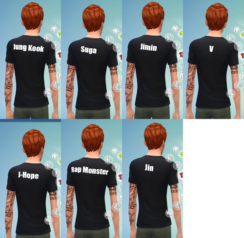 Sims 4 BTS non default t shirt recolors at Darkiie Sims4