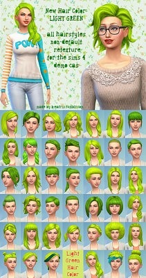 41 hairstyles recolored in light green color at B-eatris