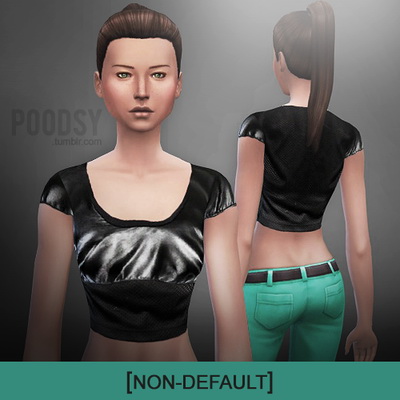 Sims 4 Leathery version to the cropped shirt at Poodsy