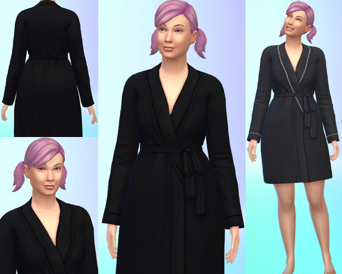 Sims 4 Default Replacement for Black Robe with White Trim at ThatMalorieGirl