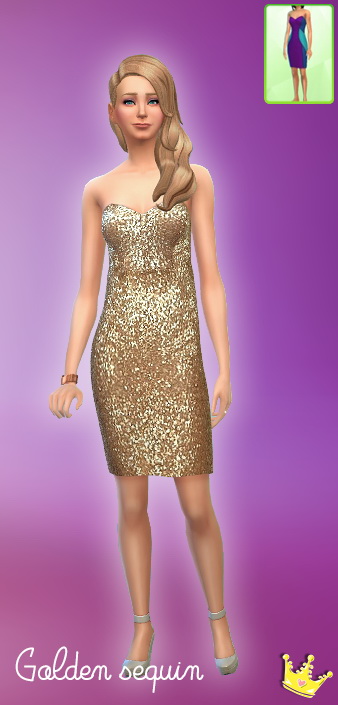 Sims 4 4 golden sequin and maxi dresses set at In a bad Romance