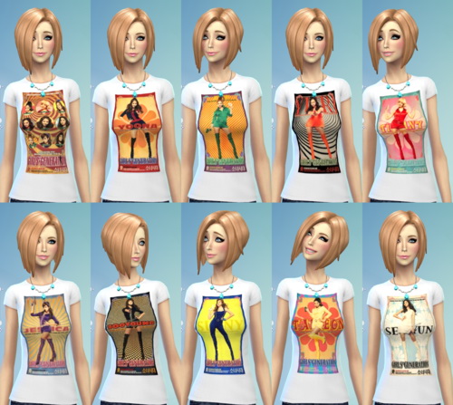 Sims 4 15 SNSD/Girl’s Generation Non default T Shirt recolors at Darkiie Sims4
