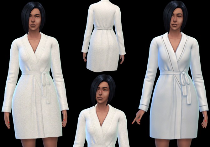 Sims 4 Default replacement for the white and gold trim robe at ThatMalorieGirl