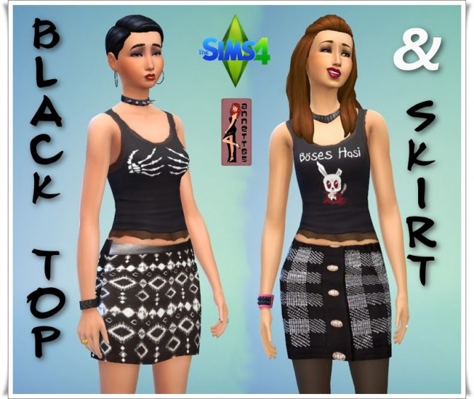 Sims 4 Black Top & Skirt at Annett’s Sims 4 Welt
