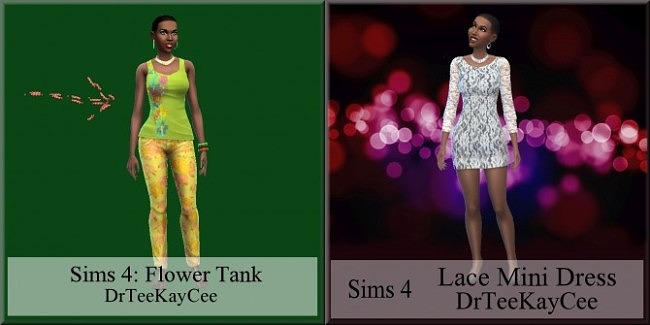 Sims 4 Lace mini dress and flower tank at Sim Culture Nation
