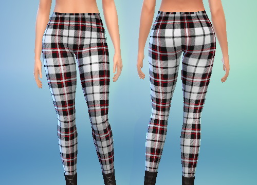 Sims 4 Red and White Plaid Leggings at Puresims