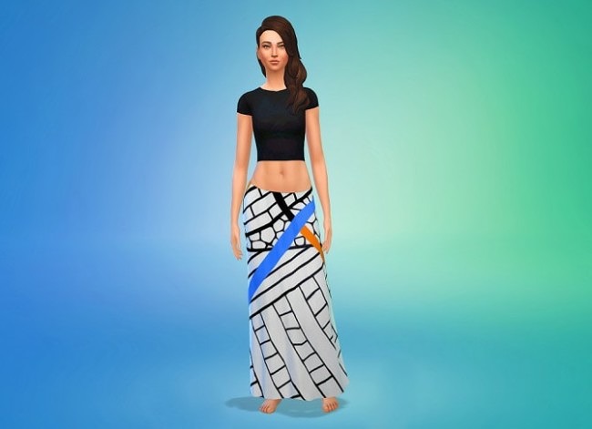 Sims 4 Black Cropped Tee w/ Maxi Skirt (non default) at Seventhecho