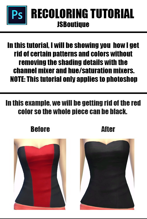 Sims 4 Recoloring clothing for Sims 4 tutorial (PS) at JSBoutique