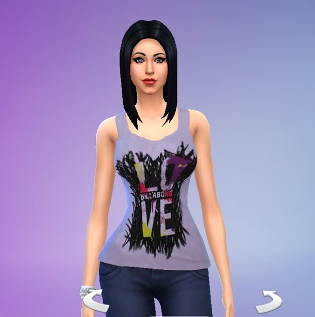 Sims 4 Love Magnet and Lilac Tops, Dark Blue Skinny Jeans and Purple Dress at Simply Simming