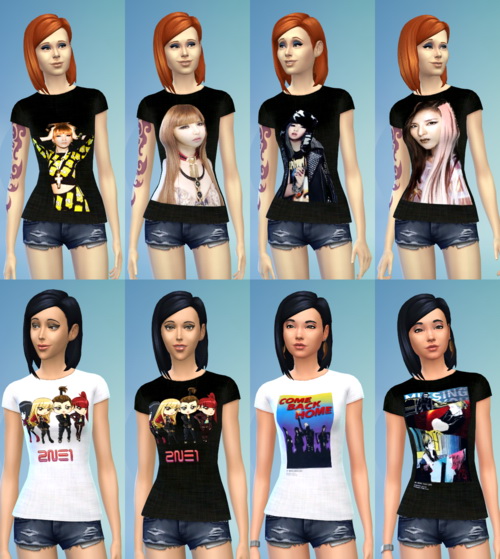 Sims 4 15 2NE1 Female T Shirt non default recolors at Darkiie Sims4