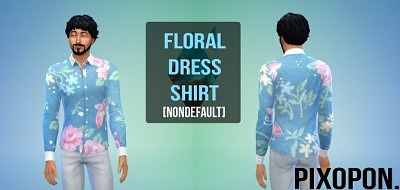 Non-default Floral Dress Shirt at Pixopon