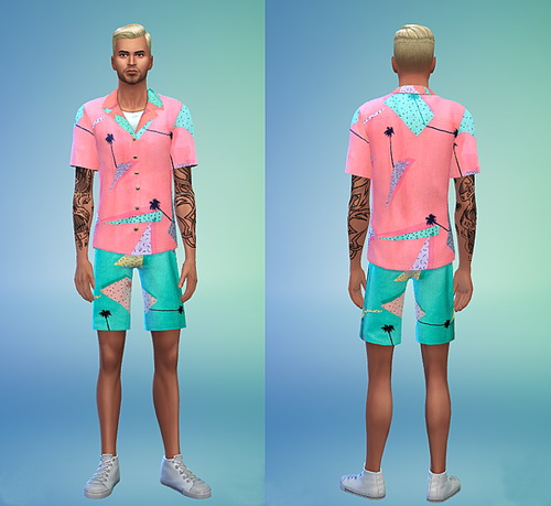 Sims 4 Peach Woven Full Outfit (Non Default) at Sims 4 Sweetshop