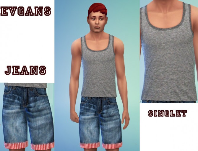 Sims 4 Denim shorts and  gray shirt at Evgans