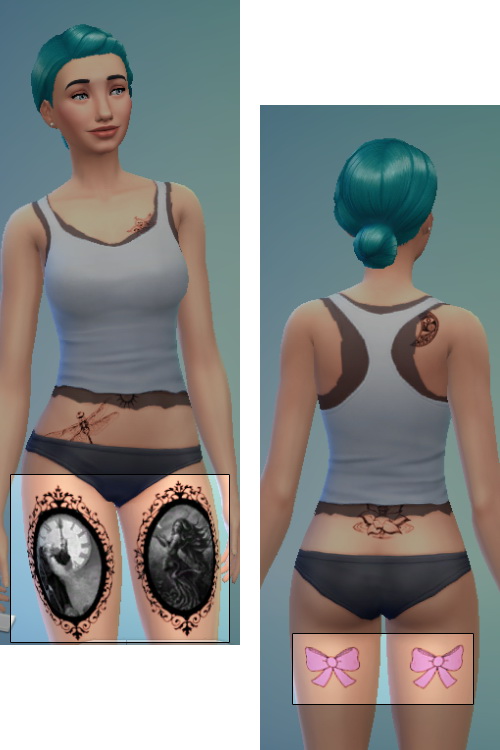 Sims 4 Father Time, Mother Nature and Pink Bow Tattoo Set at Sims Sala Bim