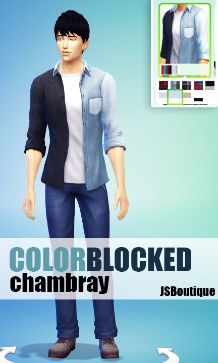 Sims 4 Colorblocked Chambray Shirt at JSBoutique