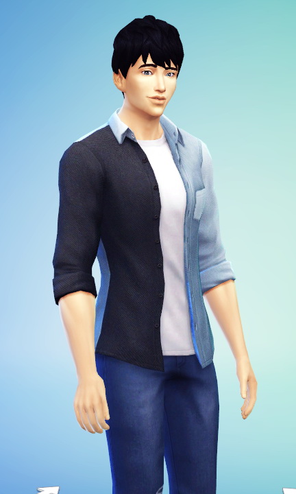 Sims 4 Colorblocked Chambray Shirt at JSBoutique