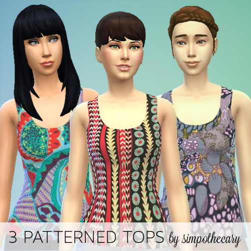 Sims 4 3 patterned tops at Simpothecary