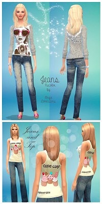 Jeans and cake top at Angie Lover Sims