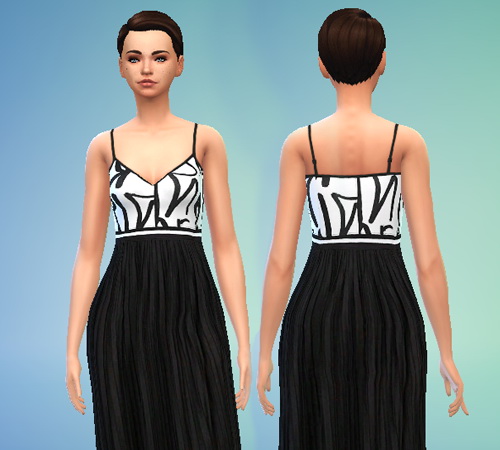 Sims 4 Black and White Maxi Dress at Puresims