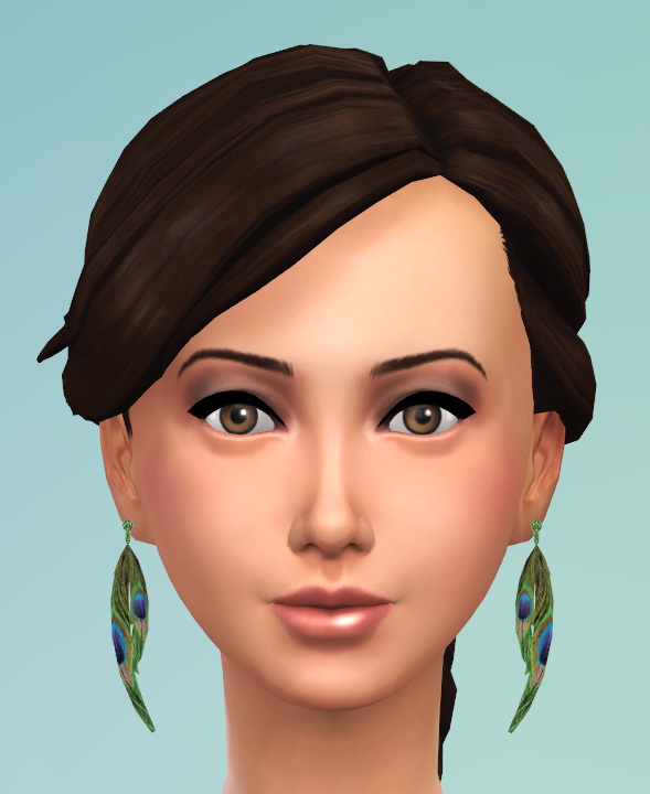 Sims 4 Peacock Feather Earrings recolor at Nilly’s Randomness