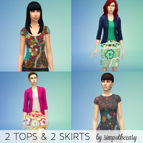 Sims 4 Non Default Replacement Top & Skirt Recolors at Simpothecary