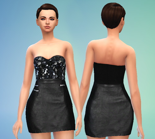 Sims 4 Leather Biker Skirt and Bralet at Puresims