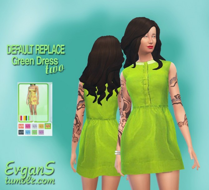 Sims 4 Lenses, two lipsticks and two green dresses at Evgans