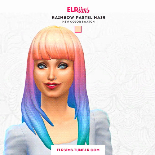 Sims 4 3 RAINBOW PASTEL HAIRS at ELRsims