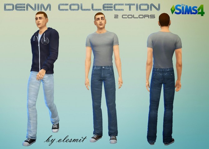 Sims 4 Denim and leather pants set by Olesmit at OleSims