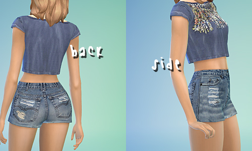 Sims 4 Croped top and denim shorts at Sim sala sim