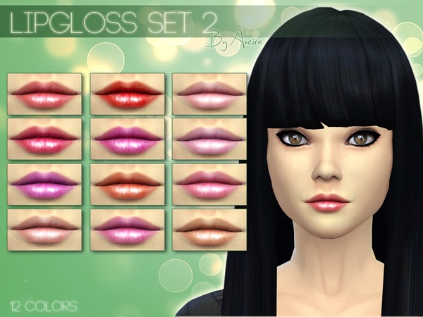 Sims 4 Lipgloss Set 2   12 Colors by Aveira at TSR