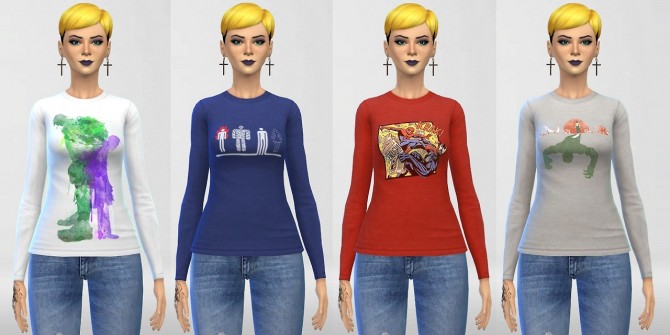 Sims 4 43 unique designs on 7 shirt styles at ThatMalorieGirl