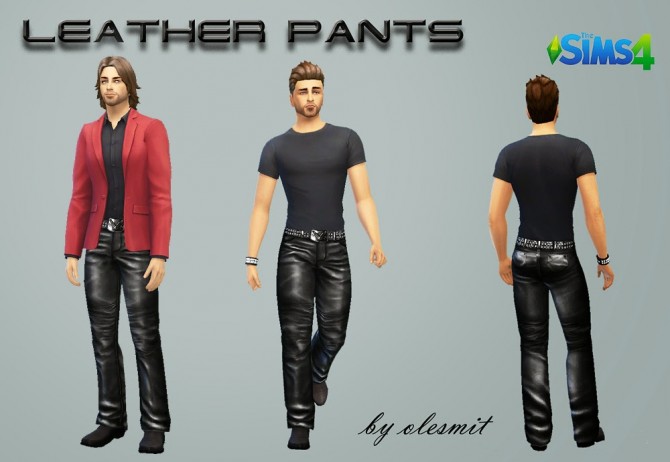 Sims 4 Denim and leather pants set by Olesmit at OleSims