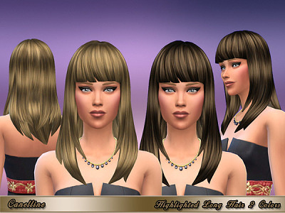 Highlighted Long Hair 2 Variations by Canelline at TSR