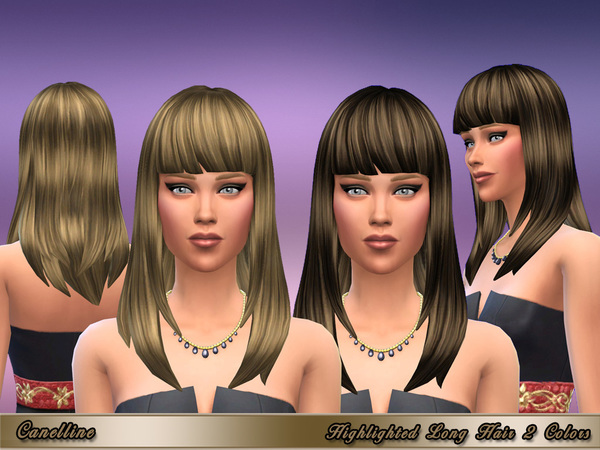 Sims 4 Highlighted Long Hair 2 Variations by Canelline at TSR