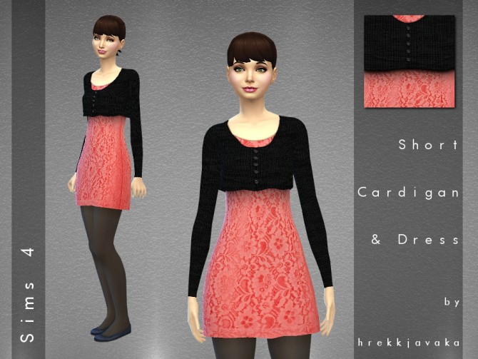 Sims 4 Cropped cardigan and lace dress at Hrekkjavaka Sims