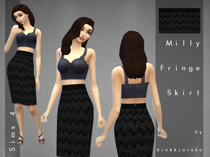 Sims 4 Milly fringe high waisted skirt at Hrekkjavaka Sims