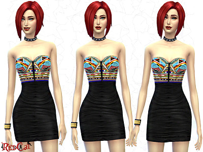 Beaded Strapless Dress by RedCat at The Sims Resource
