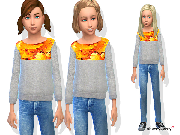 Sims 4 Autumn clothing set for girls by CherryBerrySim at The Sims Resource