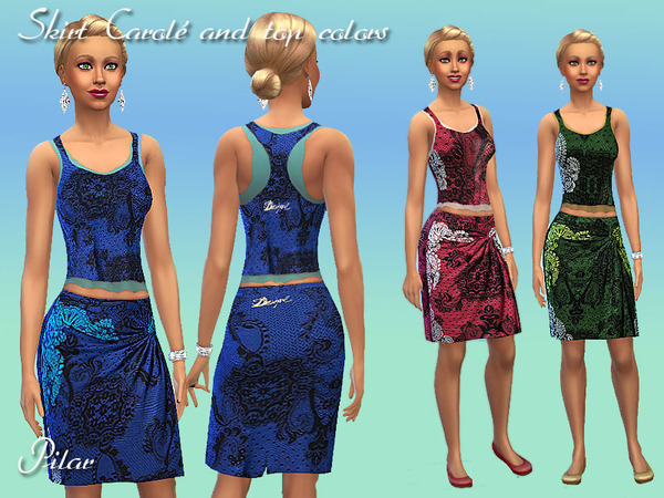Sims 4 Skirts Carol and Tops Colors by Pilar at The Sims Resource