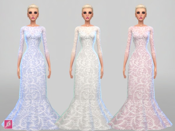 Sims 4 Lace Detail Gown by Alexandra Sine at TSR