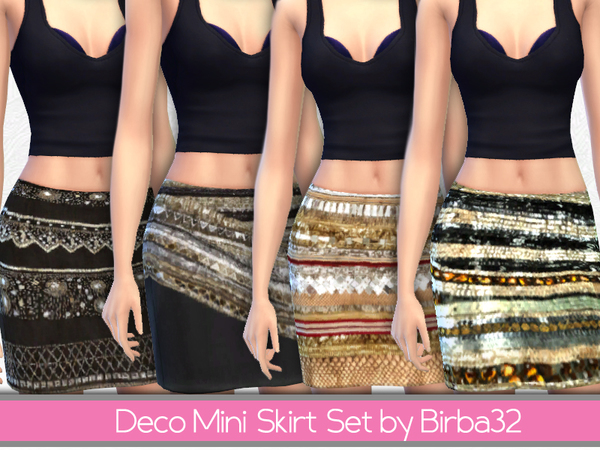 Sims 4 Deco mini skirts set by Birba32 at TSR