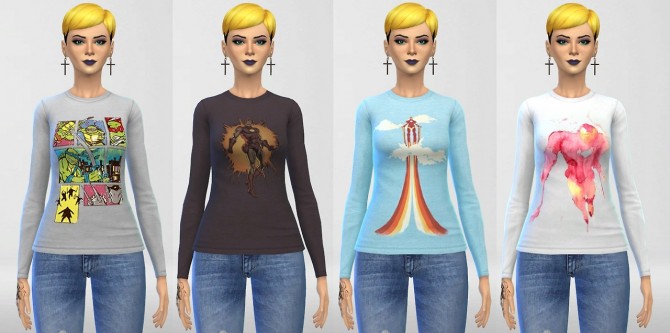 Sims 4 43 unique designs on 7 shirt styles at ThatMalorieGirl