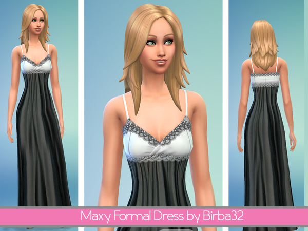 Sims 4 Maxi black and white dress by Birba32 at The Sims Resource
