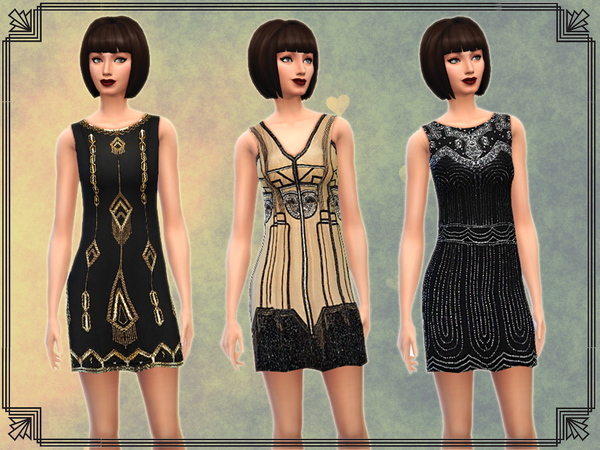 Sims 4 6 Art Deco Inspired Dresses by notegain at The Sims Resource
