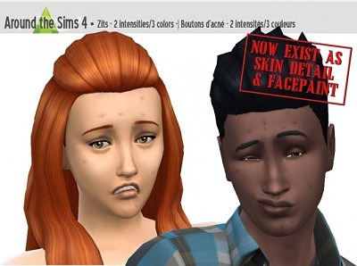 Zits as facepaint or skin detail at Around the Sims 4